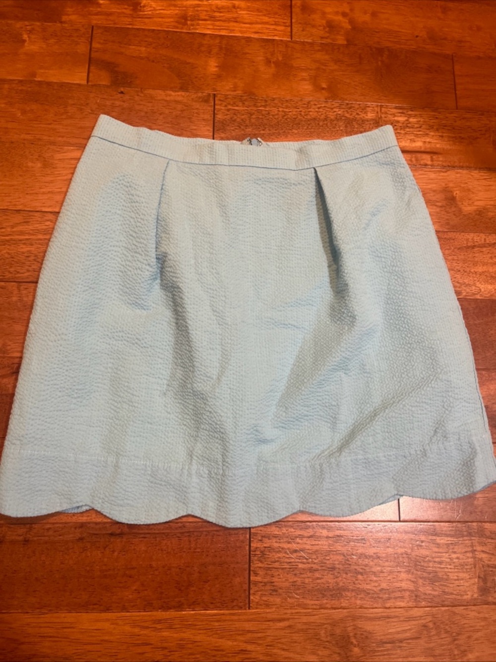 Lauren James Blue Scalloped Hem A-Line Skirt